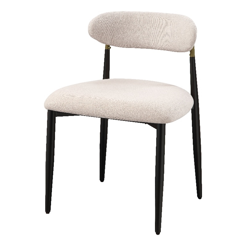 Bowery Hill Metal & Fabric Upholstered Side Chair in Beige & Black (Set of 2)