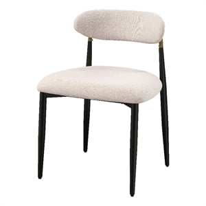 Bowery Hill Metal & Fabric Upholstered Side Chair in Beige & Black (Set of 2)