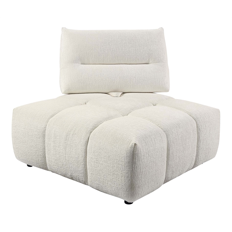 Bowery Hill Linen Fabric Upholstered Wedge in Beige with Hardwood Frame