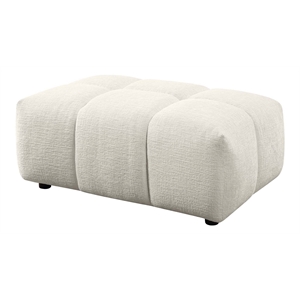 Bowery Hill Linen Fabric Upholstered Ottoman in Beige with Hardwood Frame