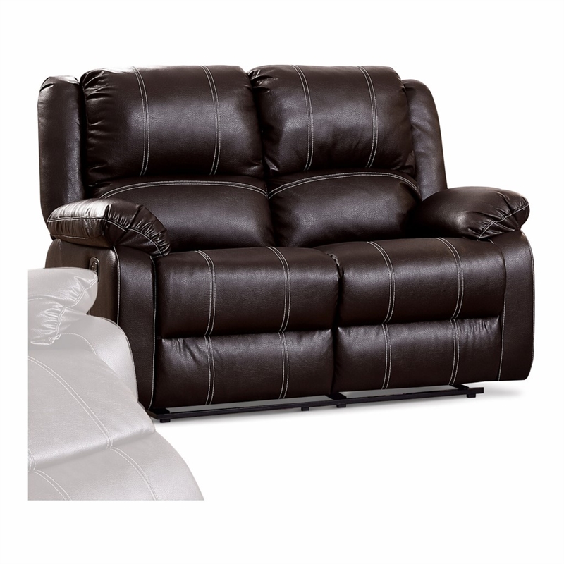 Bowery Hill Faux Leather Motion Reclining Loveseat in Brown