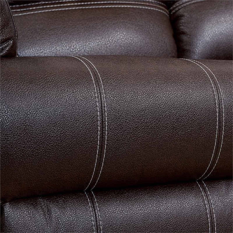 Bowery Hill Faux Leather Motion Reclining Loveseat in Brown