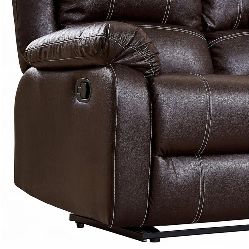 Bowery Hill Faux Leather Motion Reclining Loveseat in Brown