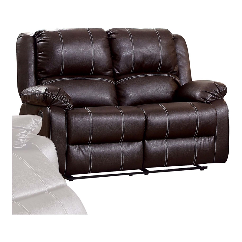 Bowery Hill Faux Leather Motion Reclining Loveseat in Brown