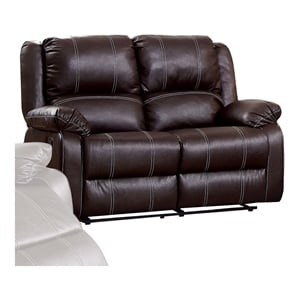 Bowery Hill Faux Leather Motion Reclining Loveseat in Brown