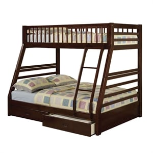 Bowery Hill Twin/Full Bunk Bed in Espresso with Storage Drawers