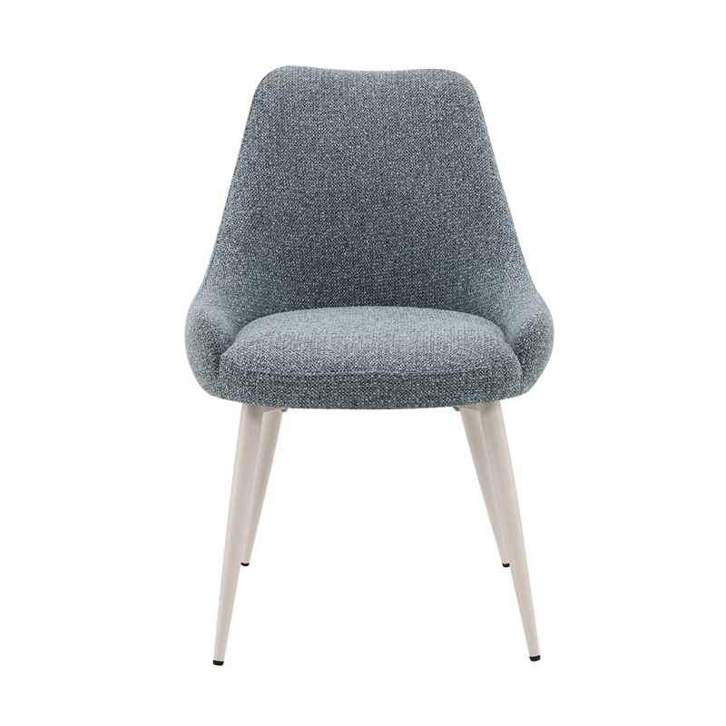 Bowery Hill Metal Upholstered Side Chairs in Blue & Bone White (Set of 2)