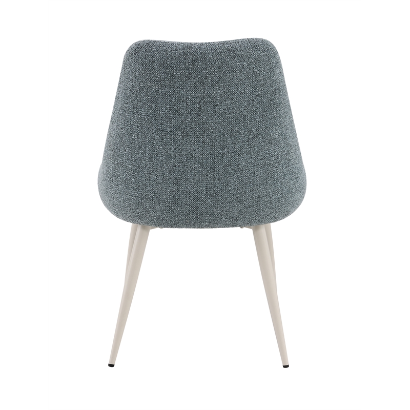 Bowery Hill Metal Upholstered Side Chairs in Blue & Bone White (Set of 2)