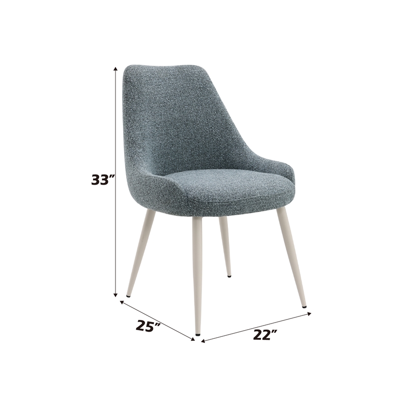 Bowery Hill Metal Upholstered Side Chairs in Blue & Bone White (Set of 2)
