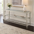 Bowery Hill Rectangular Metal Sofa Table with Tempered Glass Top in Silver