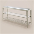 Bowery Hill Rectangular Metal Sofa Table with Tempered Glass Top in Silver