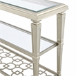 Bowery Hill Rectangular Metal Sofa Table with Tempered Glass Top in Silver
