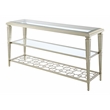 Bowery Hill Rectangular Metal Sofa Table with Tempered Glass Top in Silver