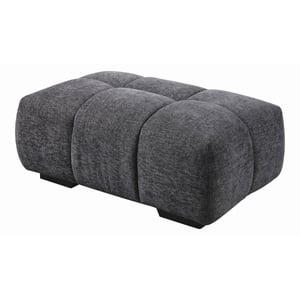 Bowery Hill Contemporary Linen Upholstered Ottoman in Gray with Accent Pillow