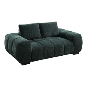 Bowery Hill Contemporary Linen Fabric Upholstered Loveseat in Green