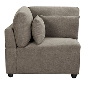 Bowery Hill Gray Linen Modular Chair with Left-Facing Armrest