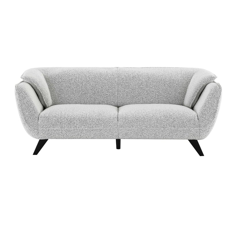 Bowery Hill Wooden Boucle Upholstered Sofa in Light Gray Fabric