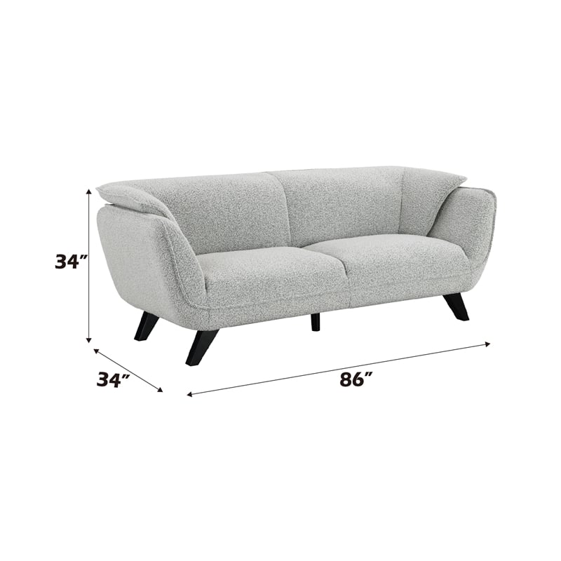Bowery Hill Wooden Boucle Upholstered Sofa in Light Gray Fabric