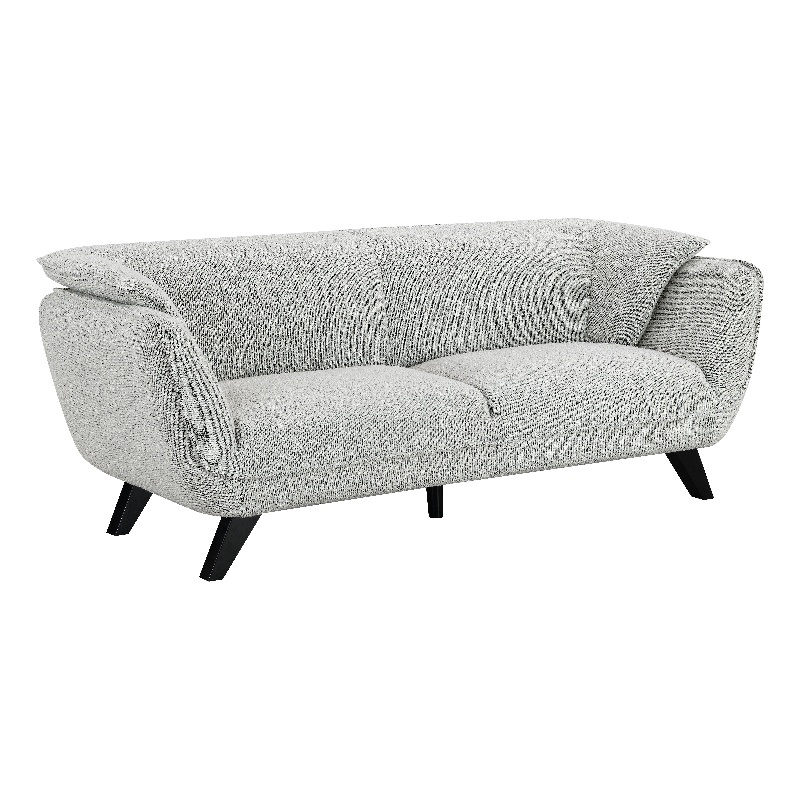 Bowery Hill Wooden Boucle Upholstered Sofa in Light Gray Fabric