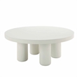 Bowery Hill Round Coffee Table with Cylindrical Legs in White Finish