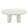 Bowery Hill Round Coffee Table with Cylindrical Legs in White Finish