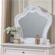 Bowery Hill White Wood Rectangular Mirror with Scroll Carving Details