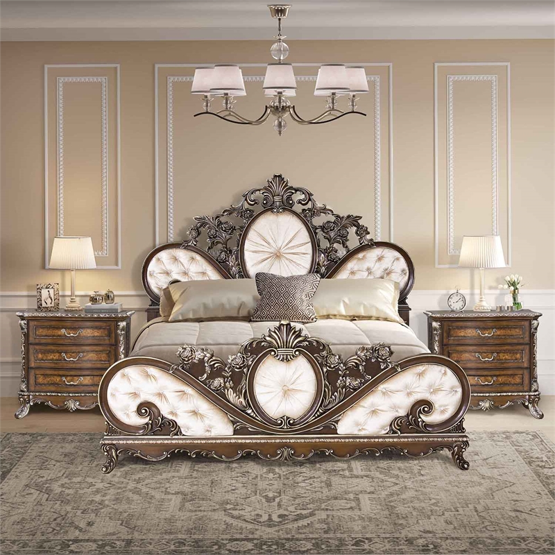 Bowery Hill Rich Cherry 3-Drawer Nightstand with Transitional Design