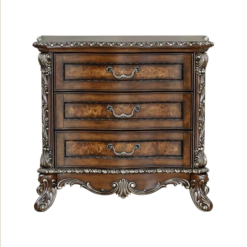 Bowery Hill Rich Cherry 3-Drawer Nightstand with Transitional Design