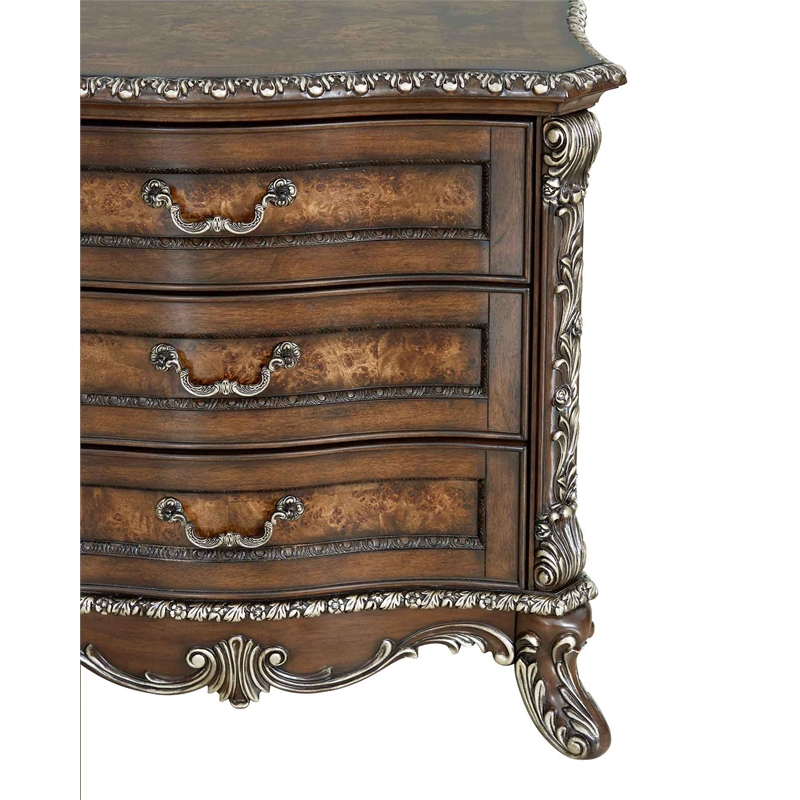 Bowery Hill Rich Cherry 3-Drawer Nightstand with Transitional Design