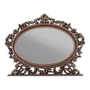 Bowery Hill Oval Mirror with Scrolled Frame in Rich Cherry Finish