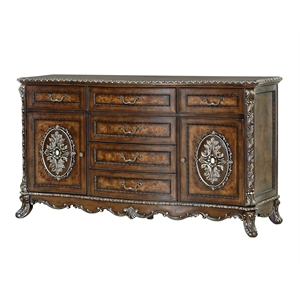 Bowery Hill Rich Cherry 6-Drawer Transitional Dresser with Double Doors