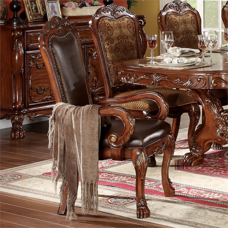 Bowery Hill Arm Chair Set of 2 with Faux Leather Upholstery