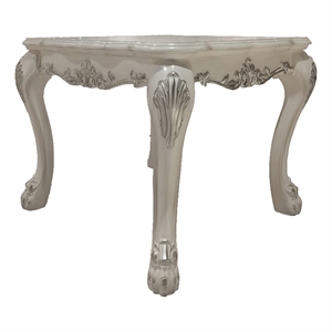 Bowery Hill Square Wooden Top End Table with Claw Legs in Bone White