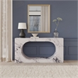 Bowery Hill Console Table with Cutout Shapes in White Engineered Stone