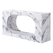 Bowery Hill Console Table with Cutout Shapes in White Engineered Stone