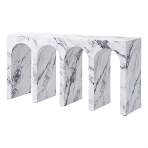 Bowery Hill Console Table with Arches in White Engineered Stone
