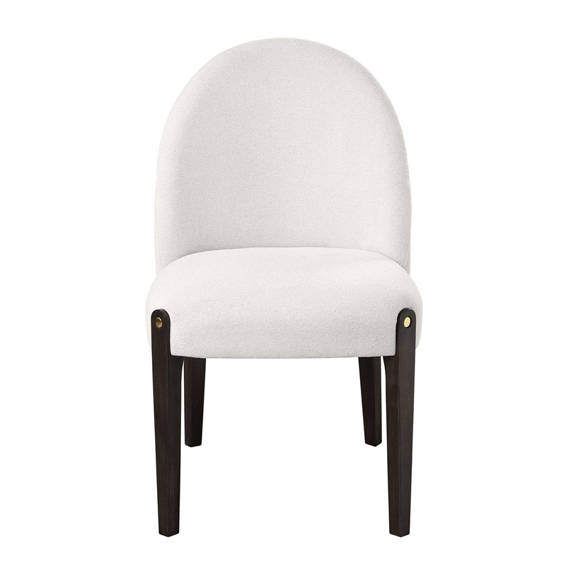 Bowery Hill Upholstered Side Chair Set of 2 in Beige and Espresso