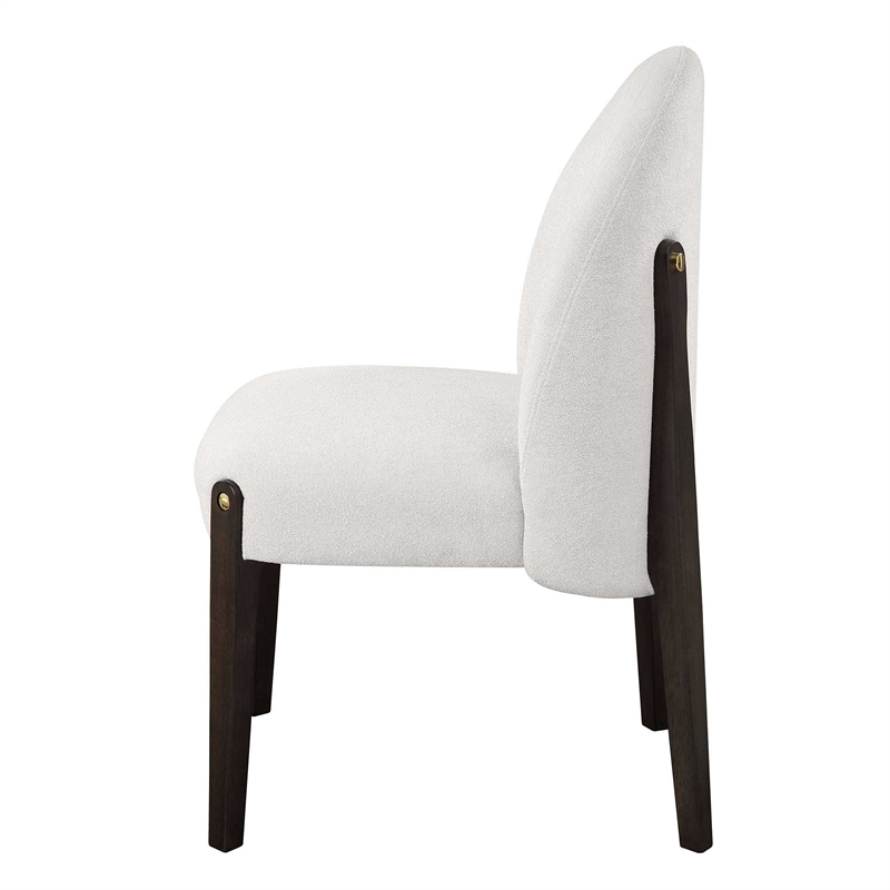 Bowery Hill Upholstered Side Chair Set of 2 in Beige and Espresso