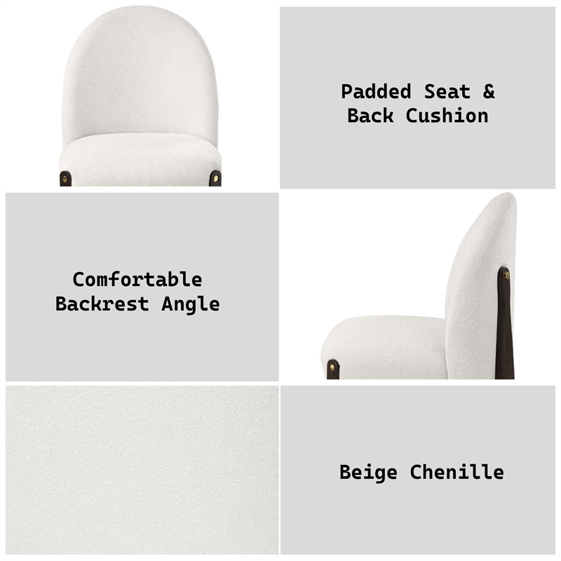 Bowery Hill Upholstered Side Chair Set of 2 in Beige and Espresso