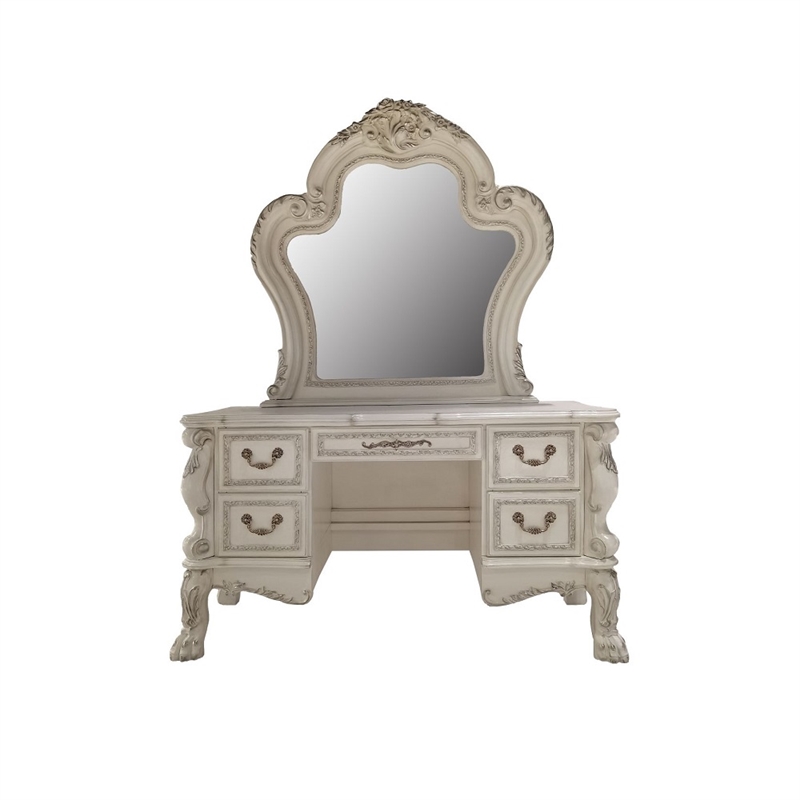 Bowery Hill Mirror with Beveled Glass in White Wood