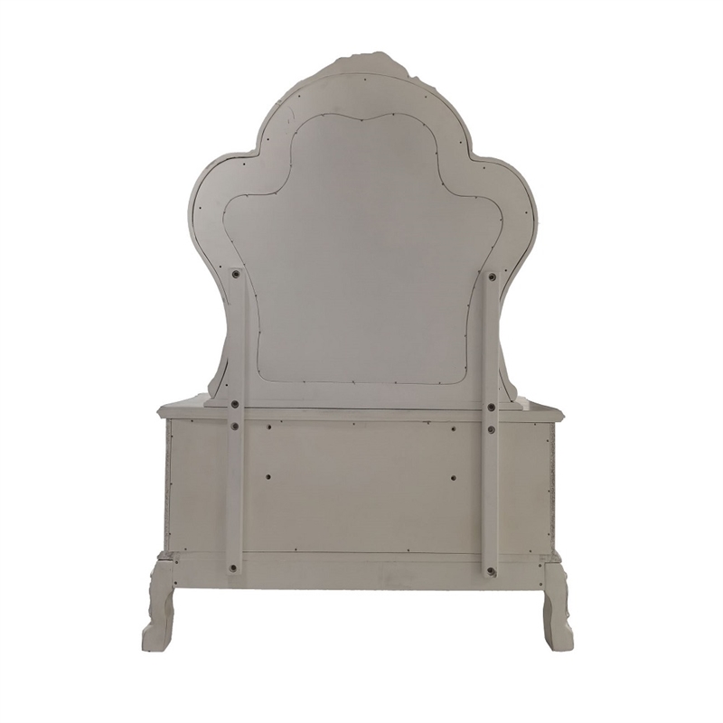 Bowery Hill Mirror with Beveled Glass in White Wood
