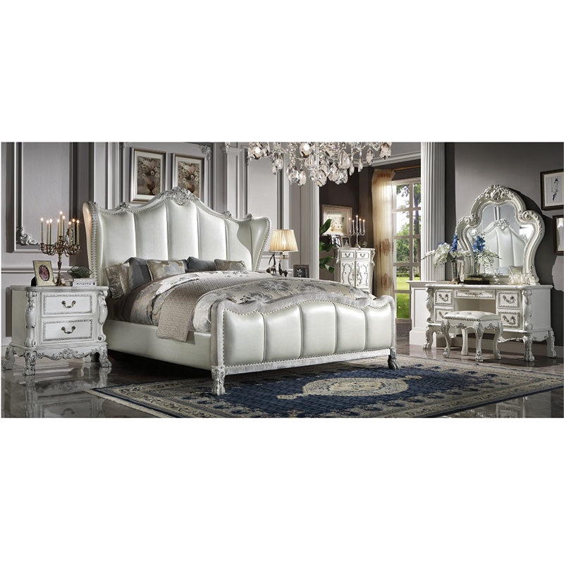 Bowery Hill Mirror with Beveled Glass in White Wood