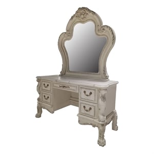Bowery Hill Mirror with Beveled Glass in White Wood