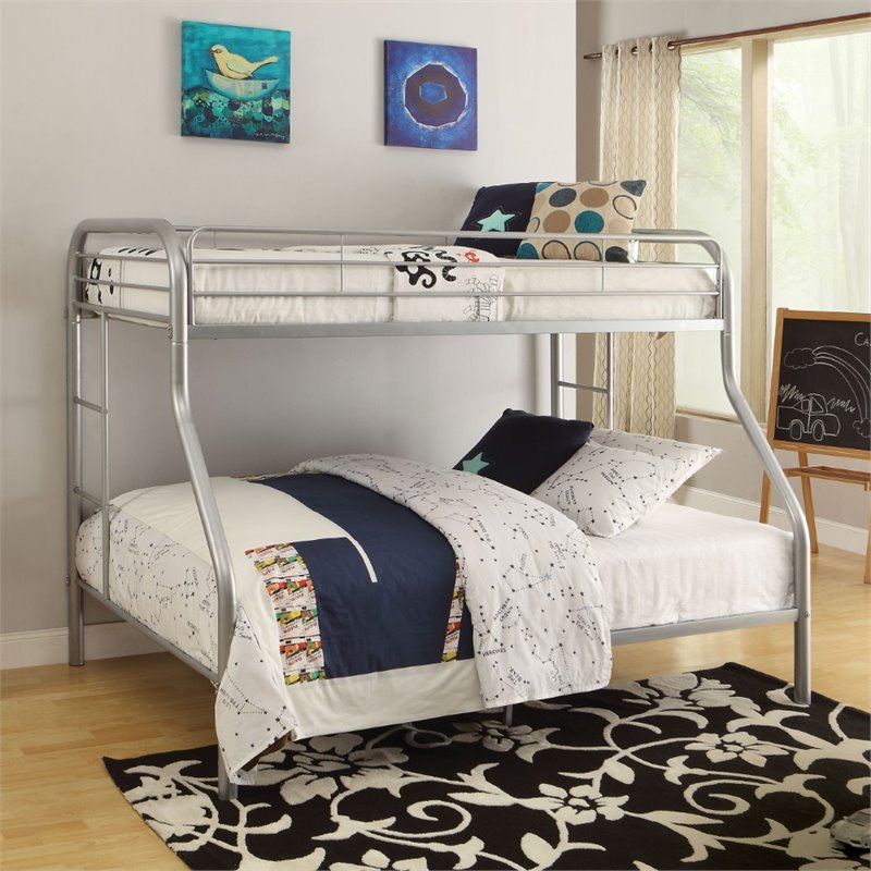 Bowery Hill Twin over Full Bunk Bed in Metal Silver Finish