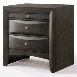 Bowery Hill 2 Drawer Nightstand with Tray in Gray Oak Finish