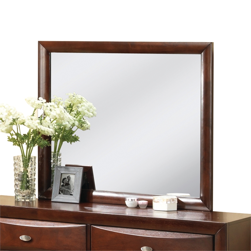 Bowery Hill Rectangular Wooden Mirror in Espresso Finish