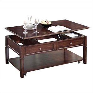 Bowery Hill Rectangular Wood Coffee Table with Lift Top in Walnut