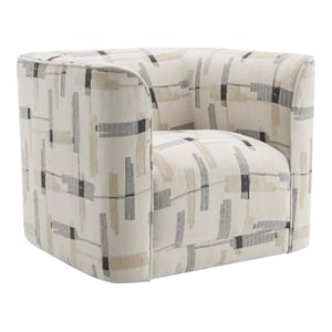 Bowery Hill Beige Upholstered Swivel Chair with Armrests