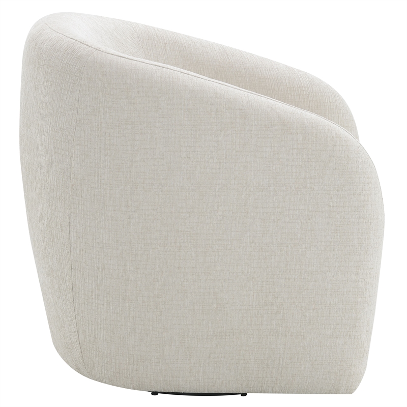Bowery Hill Upholstered Swivel Chair with Wood Frame in Beige Linen Fabric
