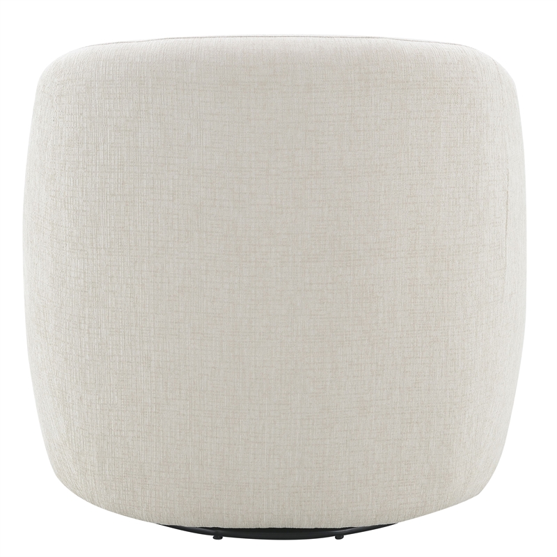 Bowery Hill Upholstered Swivel Chair with Wood Frame in Beige Linen Fabric